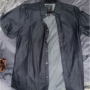 Men’s dark denim button up